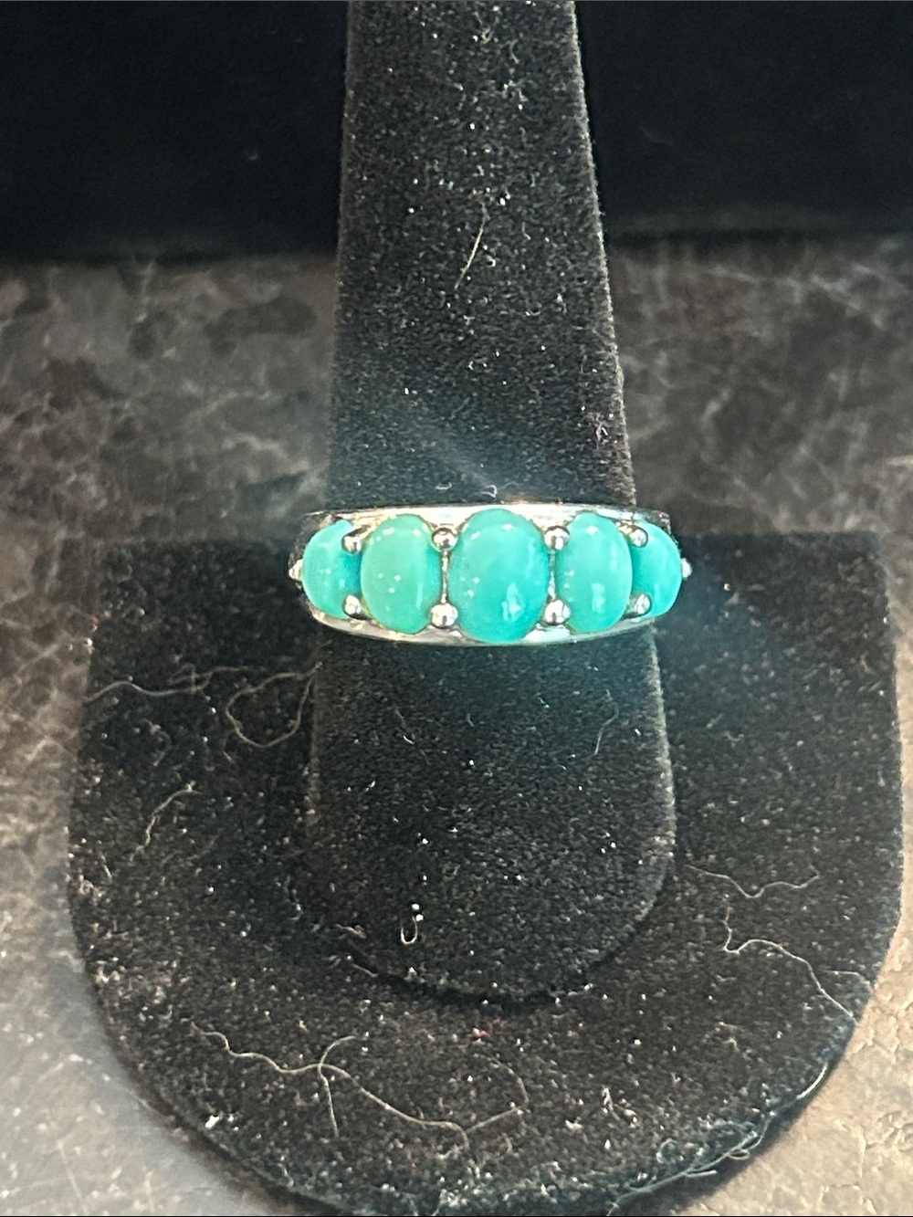 Turquoise Stone Sterling Silver Band Ring - multiple Sizes